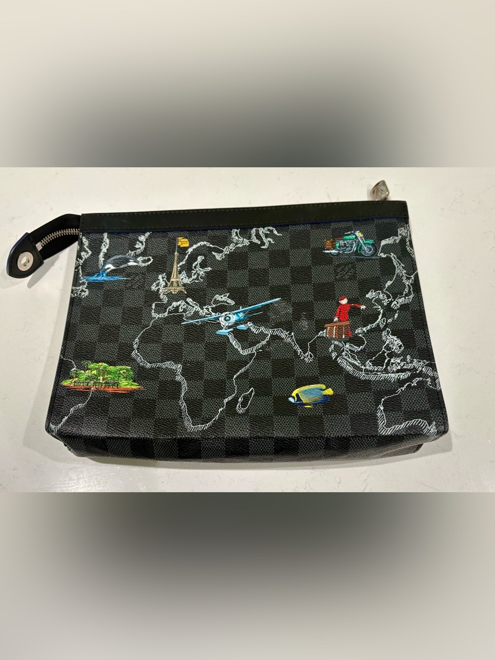 Authentic Louis Vuitton Pochette Voyage MM Renaissance Map N40205 Ltd Ed Clutch - Picture 3 of 16
